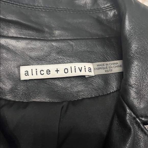 Alice and Olivia studded leather jacket. Womens size xs. Black. White. Pre-owned - Picture 4 of 9